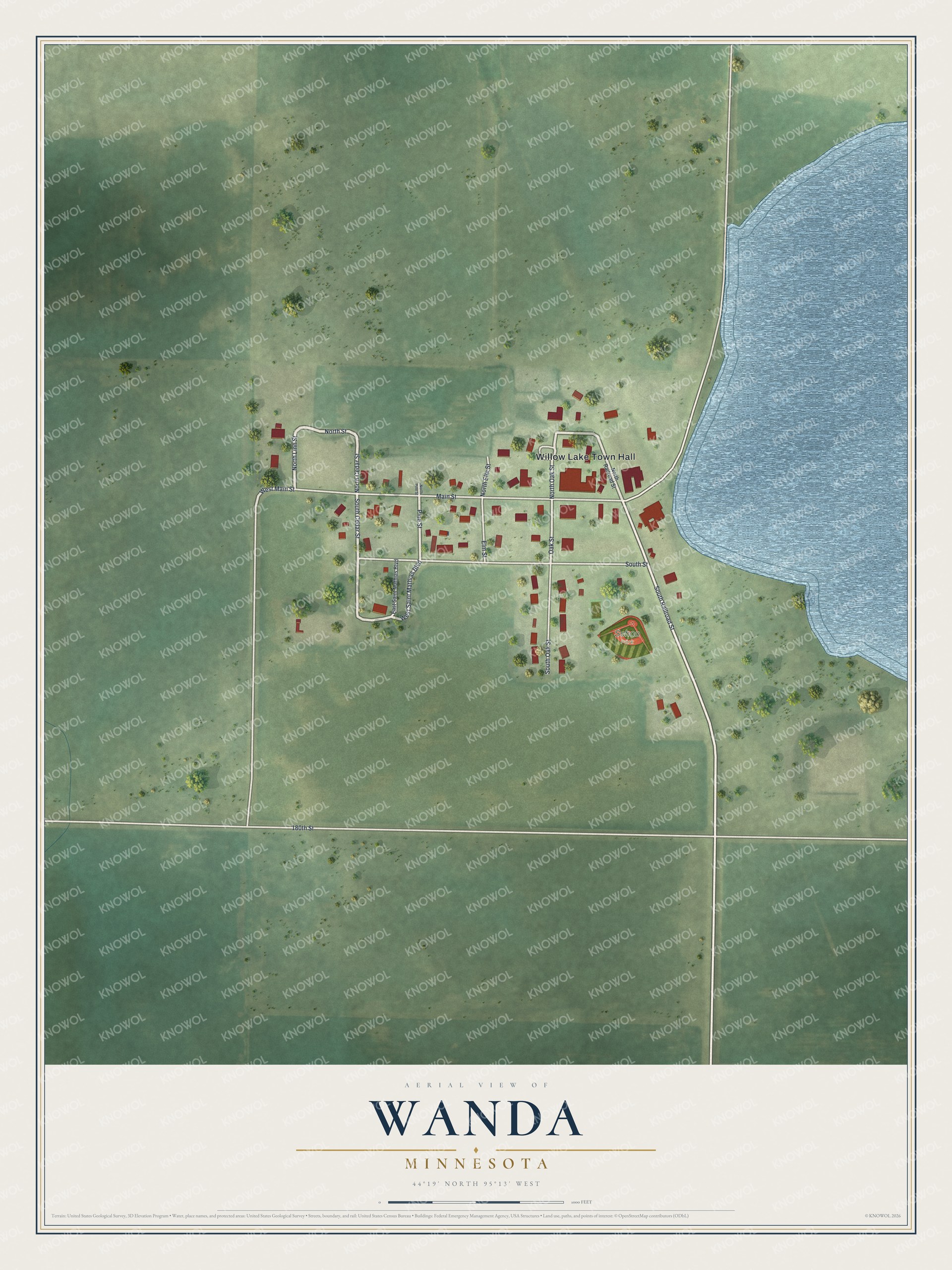 Watermarked full-map preview of Wanda, Minnesota