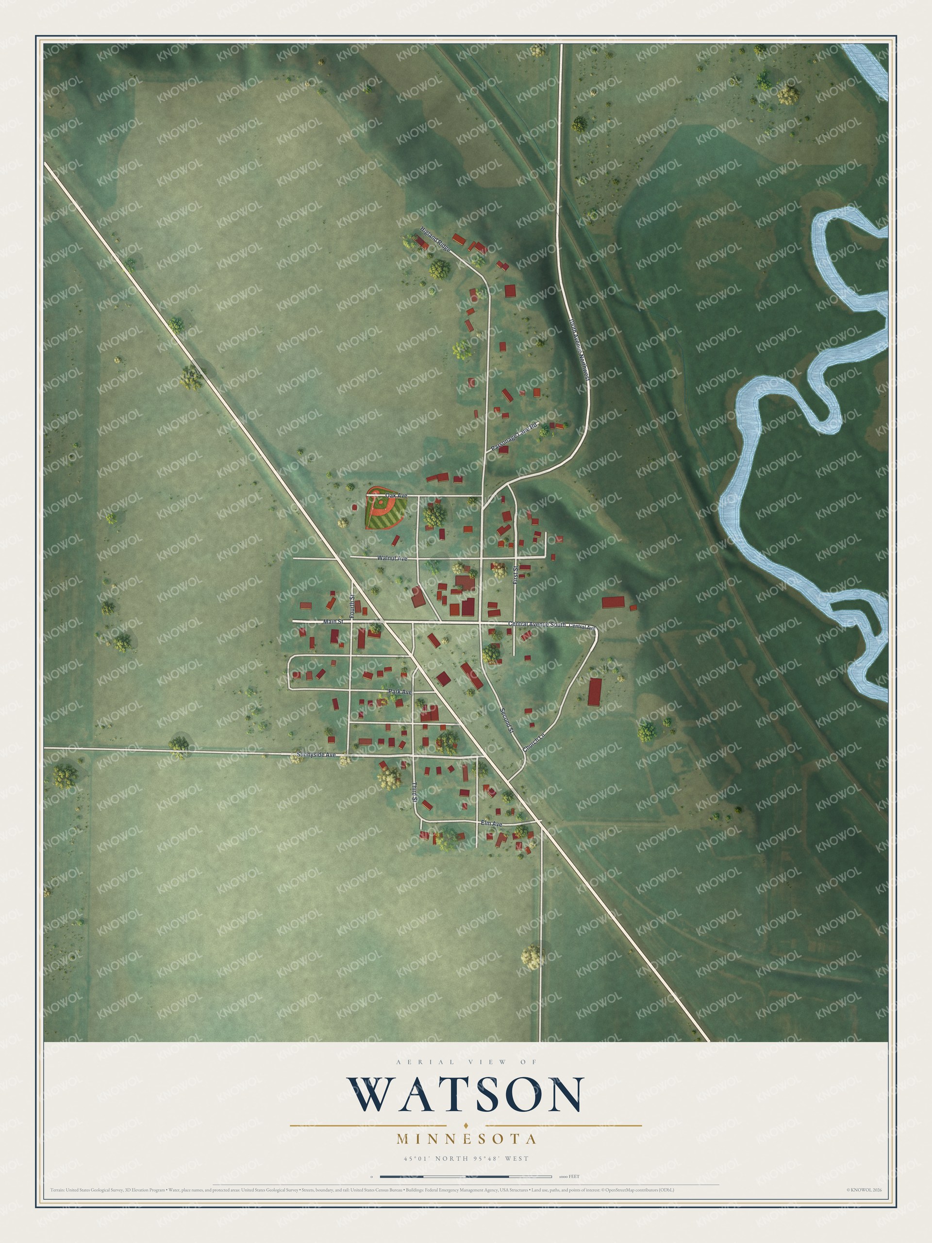 Watermarked full-map preview of Watson, Minnesota