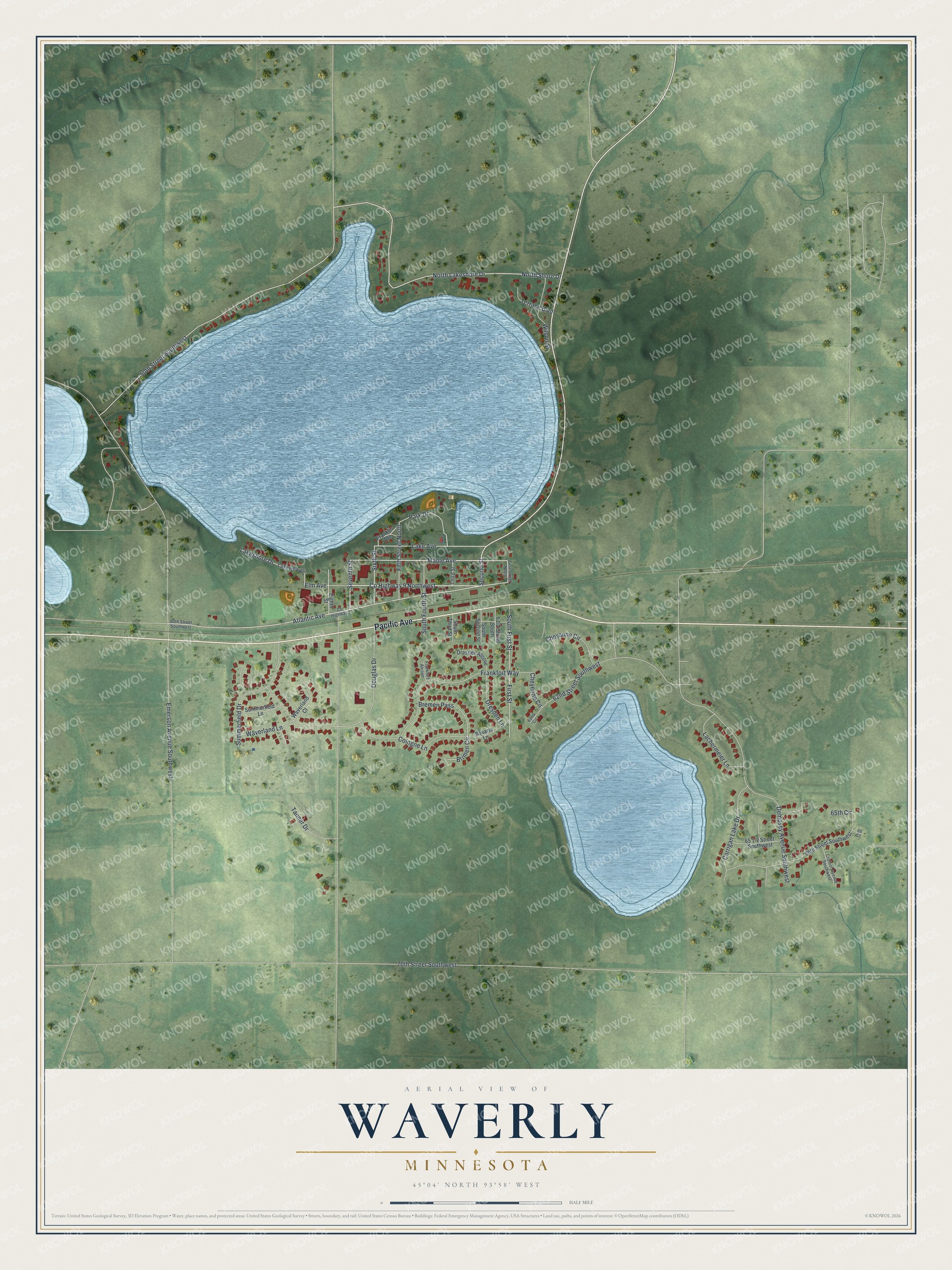 Watermarked full-map preview of Waverly, Minnesota
