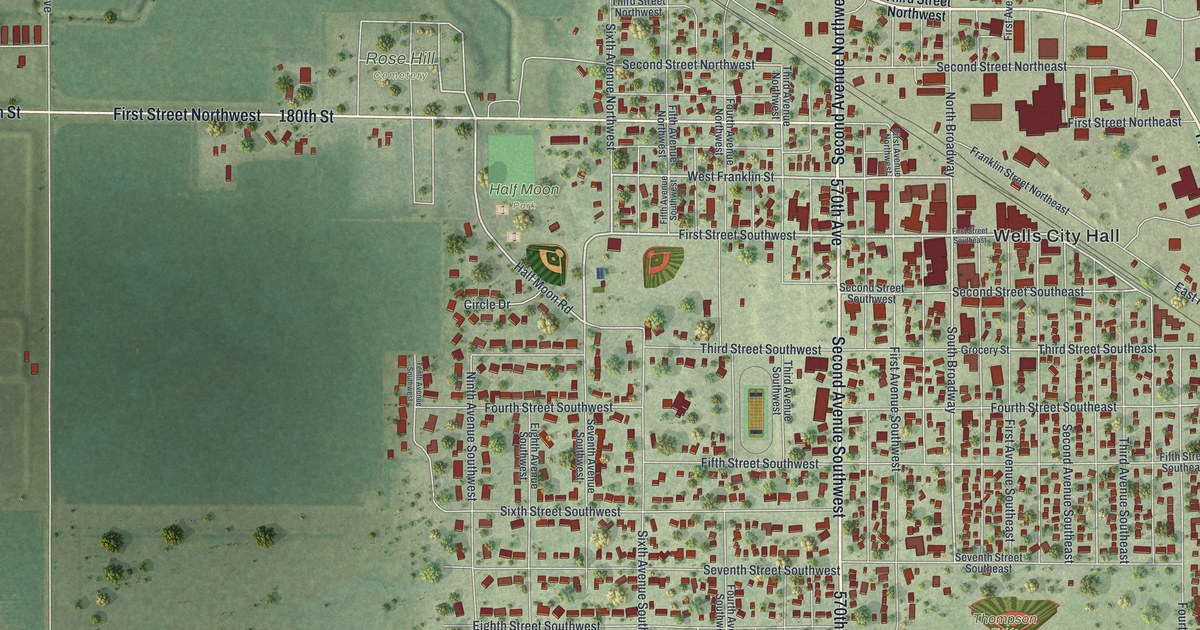 Map of Wells, Minnesota in 2026
