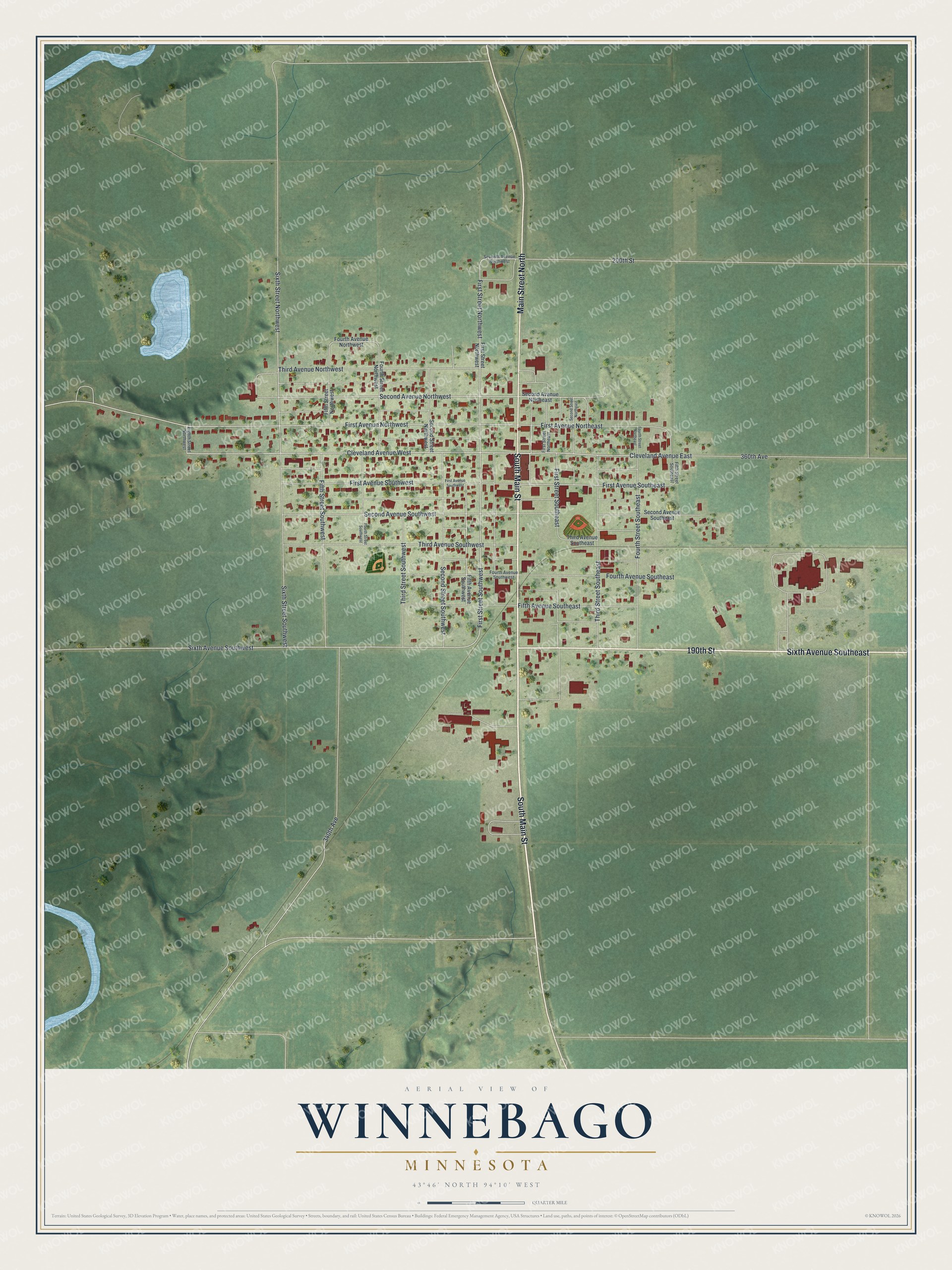 Watermarked full-map preview of Winnebago, Minnesota
