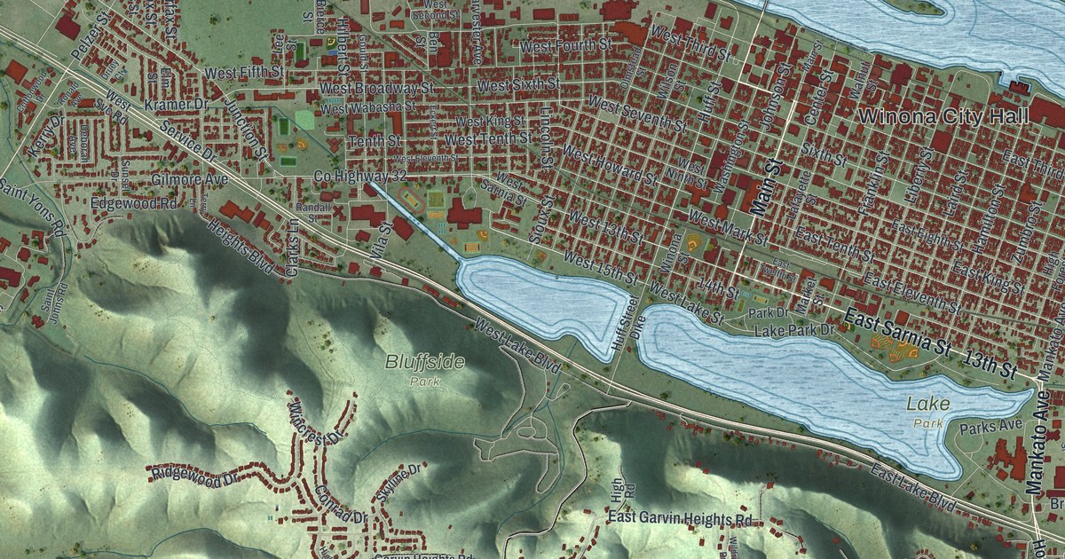 Map of Winona, Minnesota in 2026
