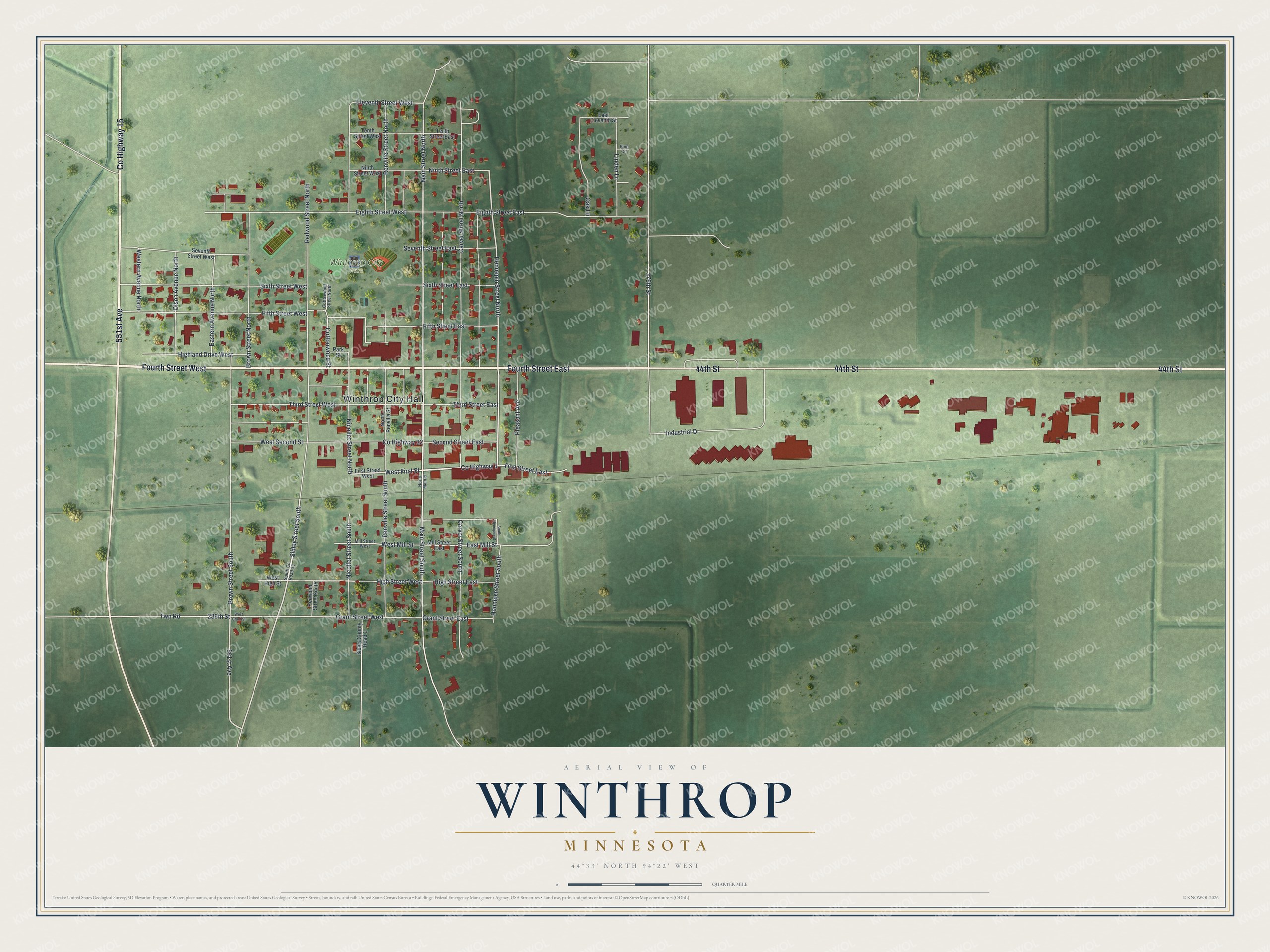 Watermarked full-map preview of Winthrop, Minnesota