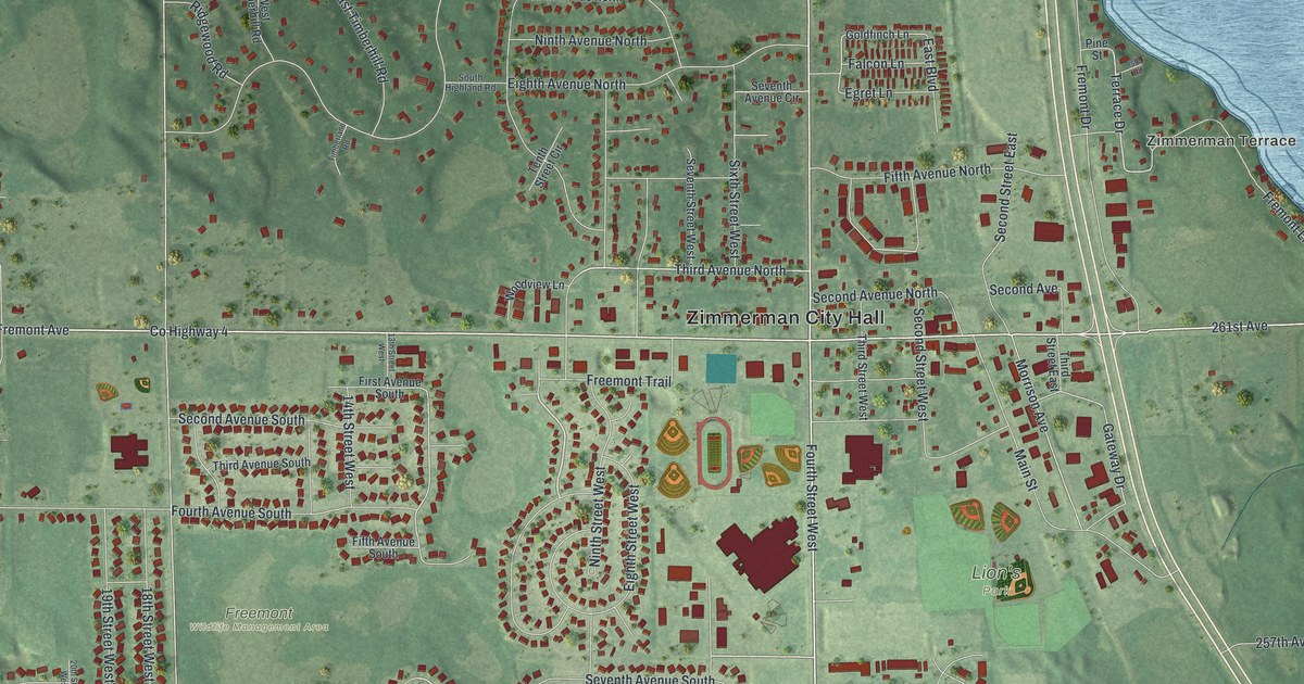 Map of Zimmerman, Minnesota in 2026