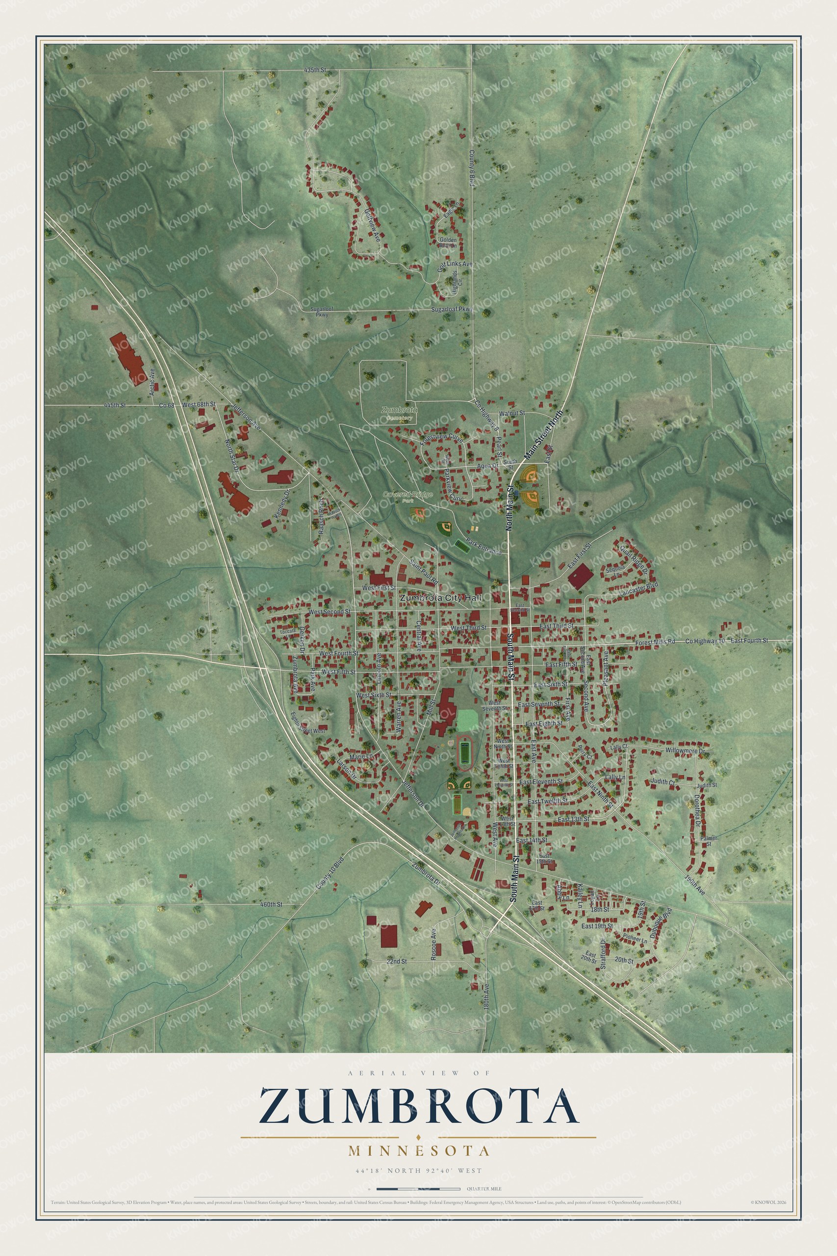 Watermarked full-map preview of Zumbrota, Minnesota