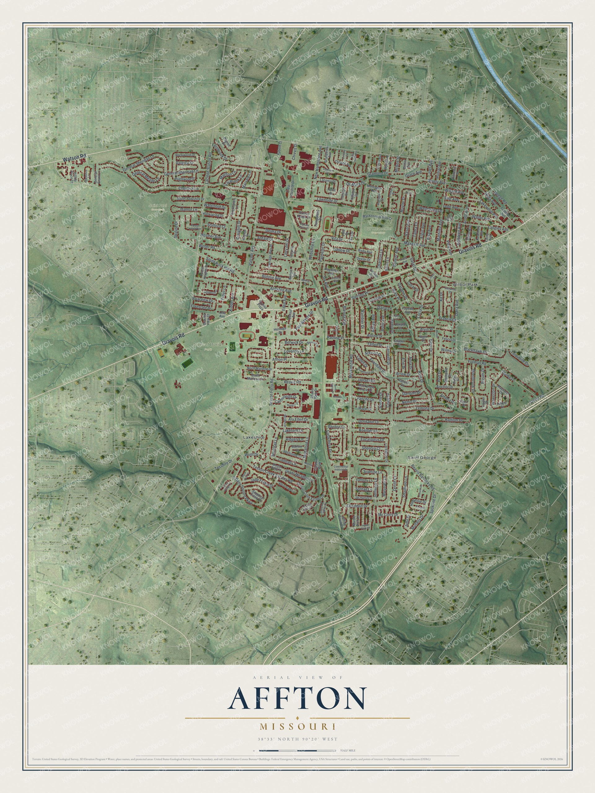 Watermarked full-map preview of Affton, Missouri
