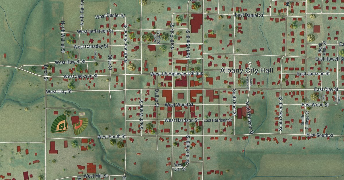 Map of Albany, Missouri in 2026
