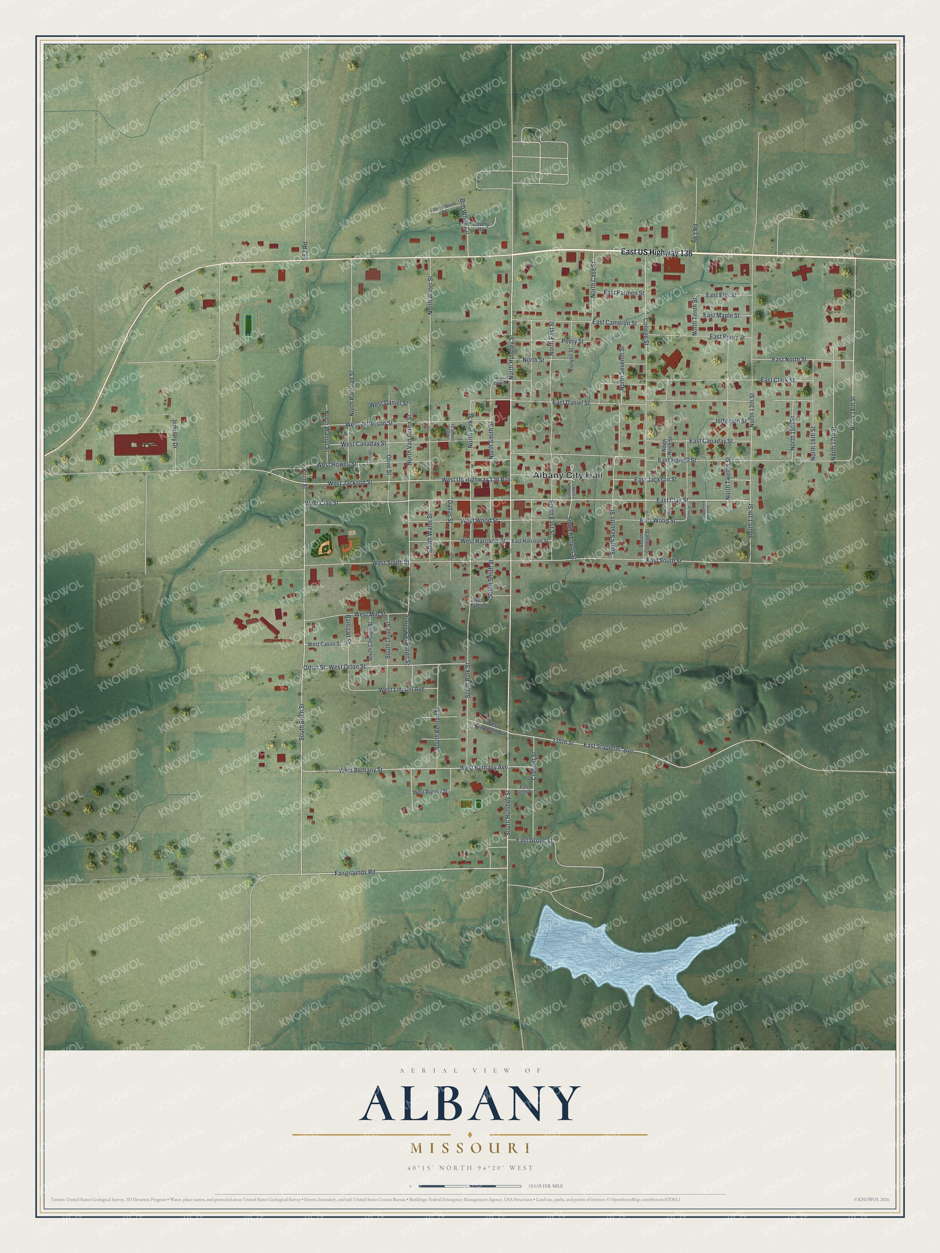 Watermarked full-map preview of Albany, Missouri