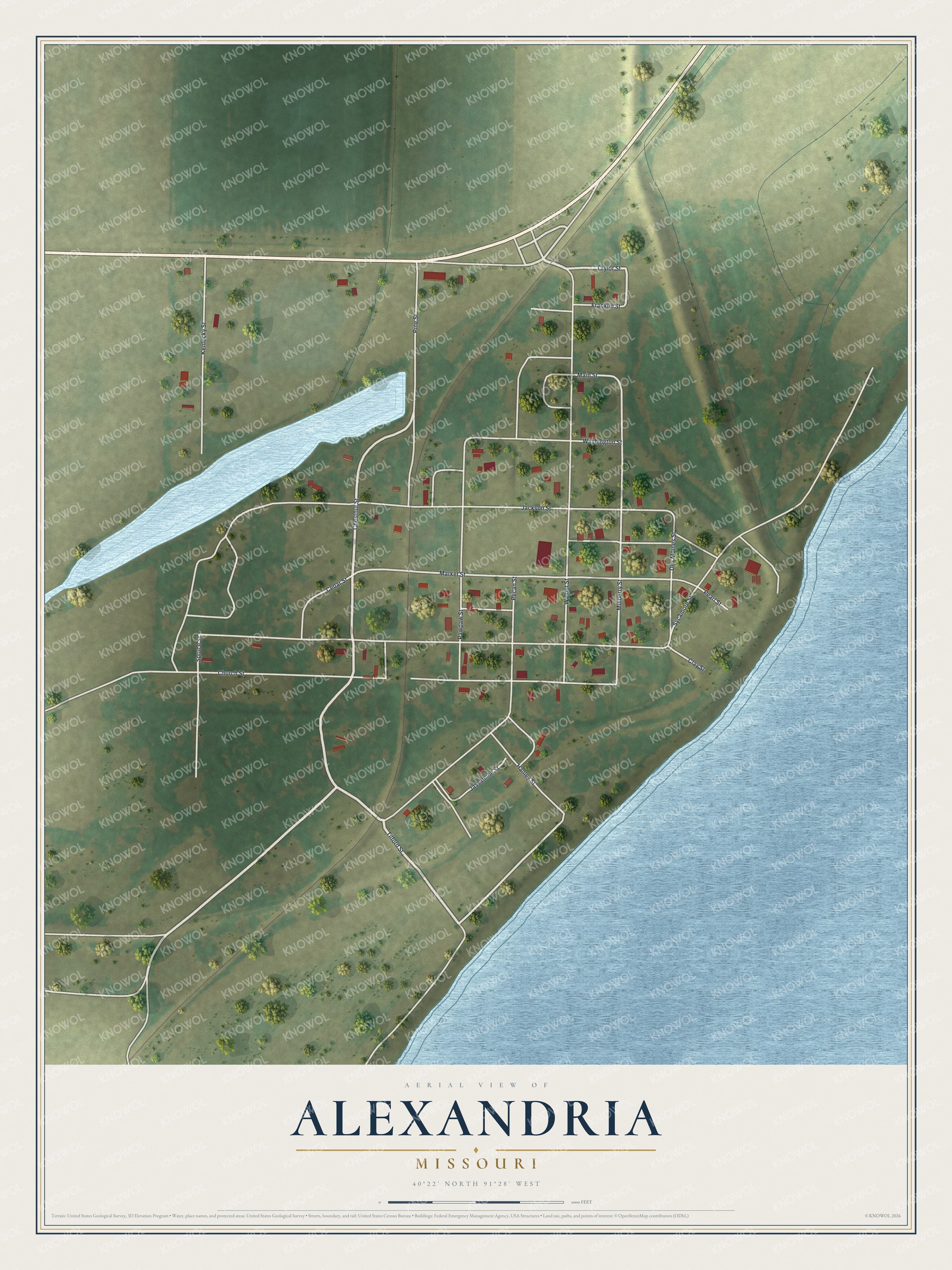 Watermarked full-map preview of Alexandria, Missouri