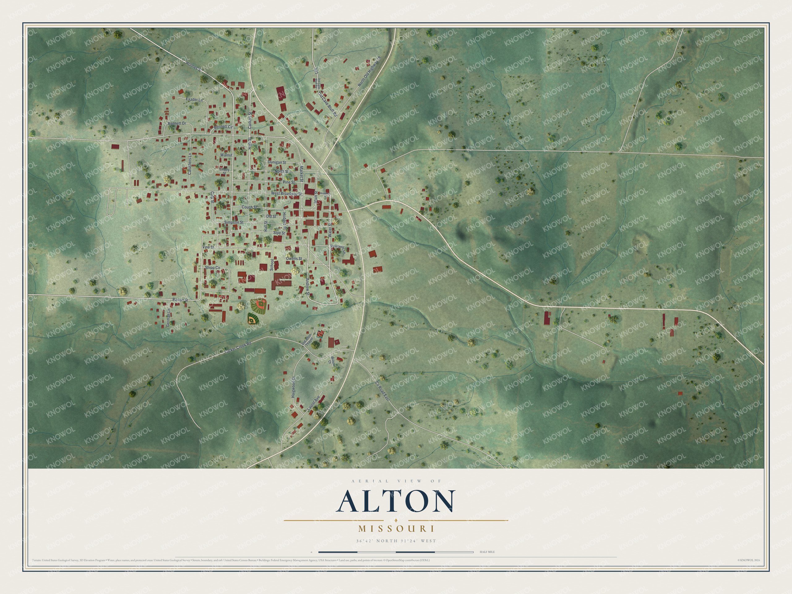 Watermarked full-map preview of Alton, Missouri