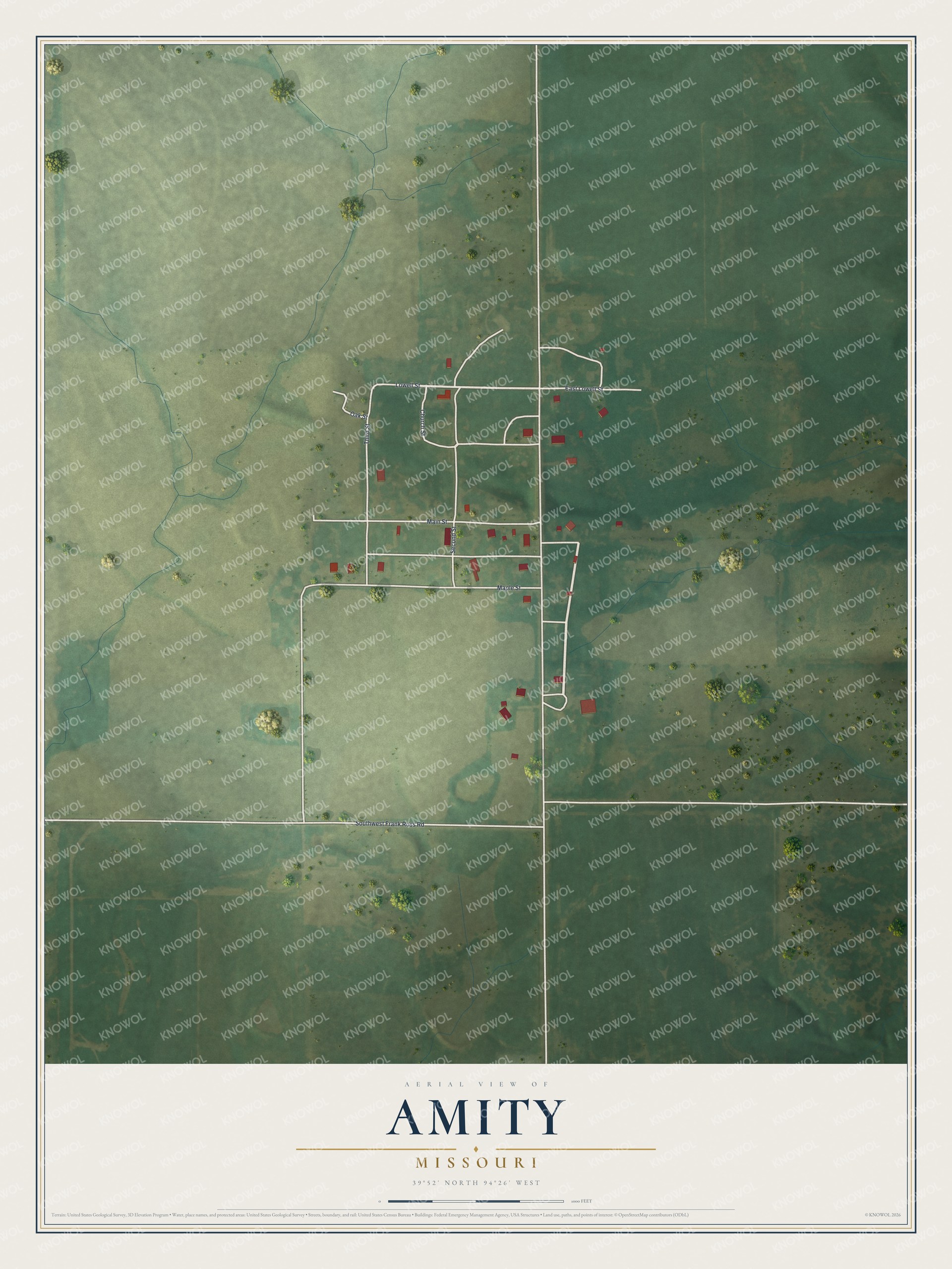 Watermarked full-map preview of Amity, Missouri