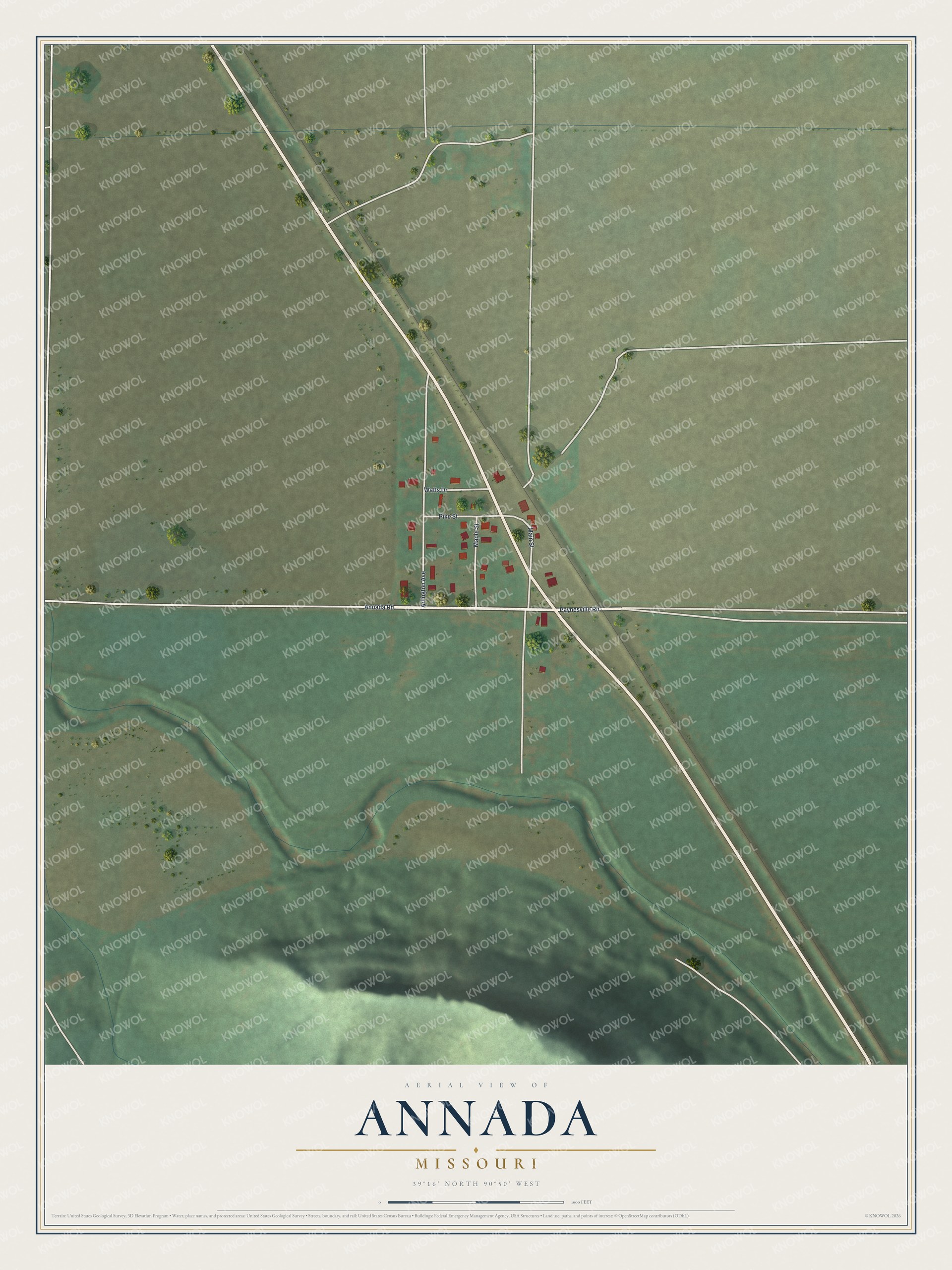Watermarked full-map preview of Annada, Missouri