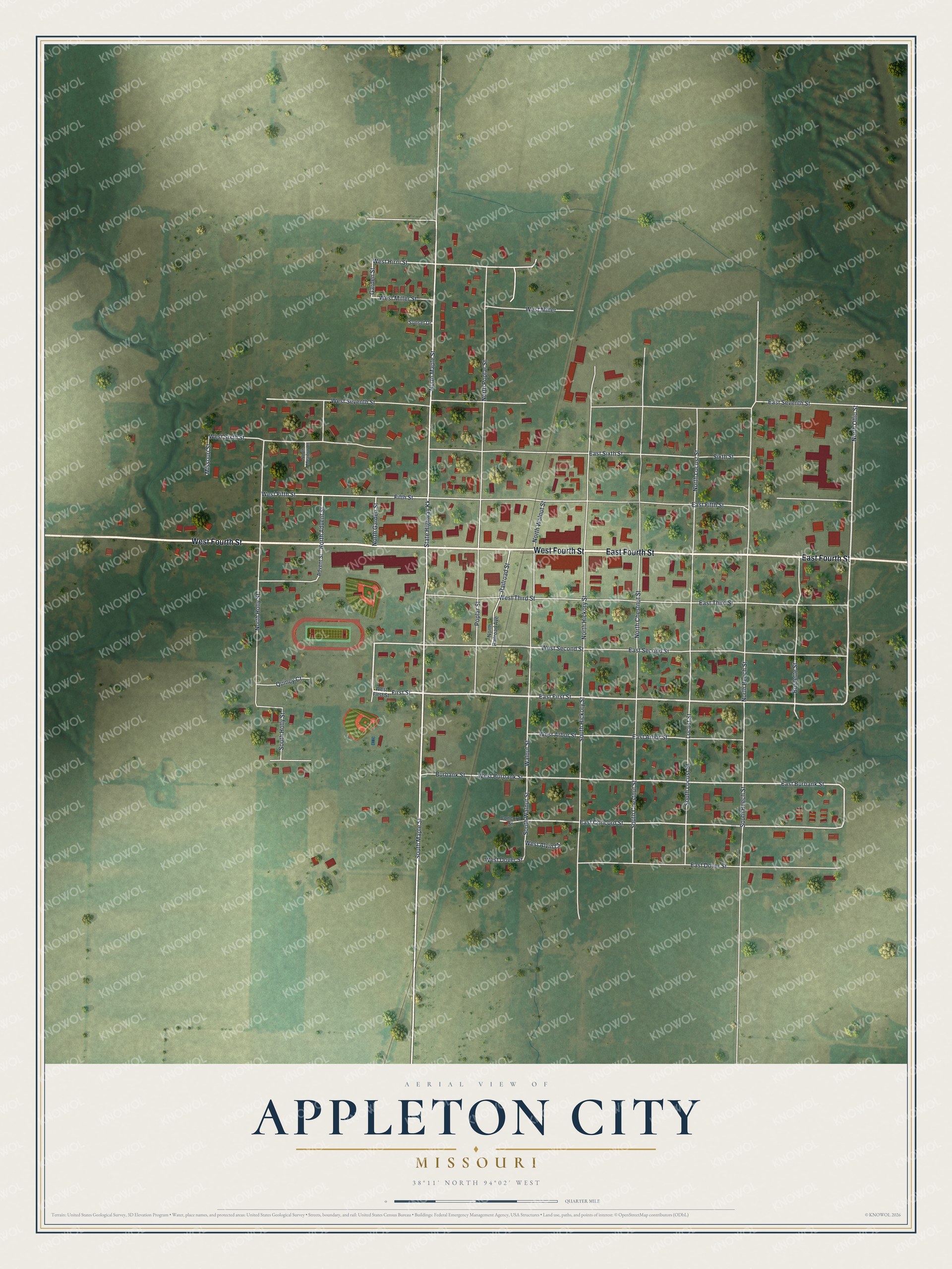 Watermarked full-map preview of Appleton City, Missouri