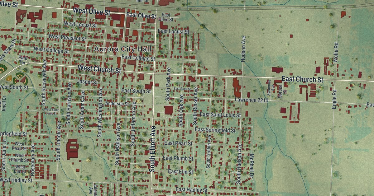 Map of Aurora, Missouri in 2026