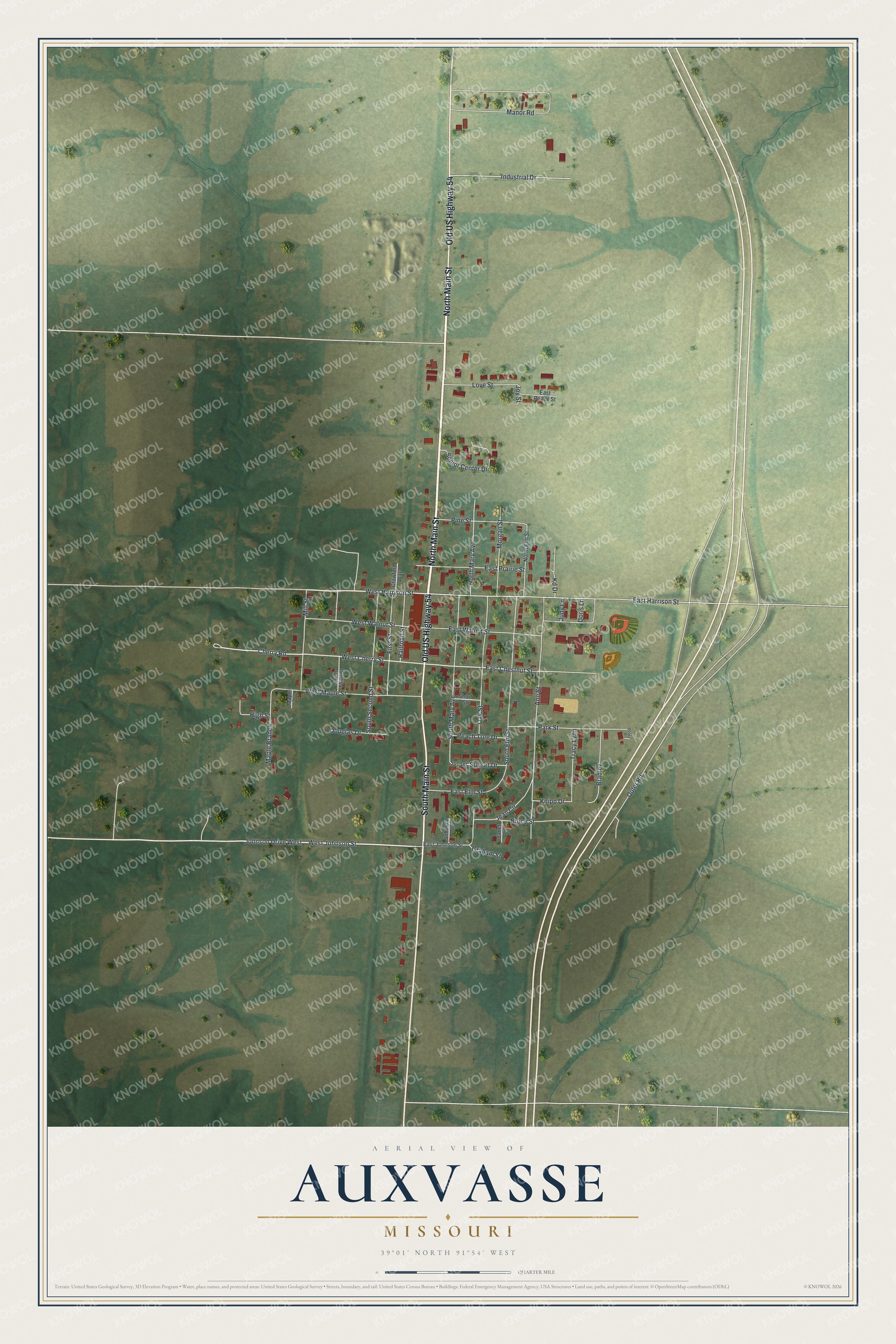 Watermarked full-map preview of Auxvasse, Missouri