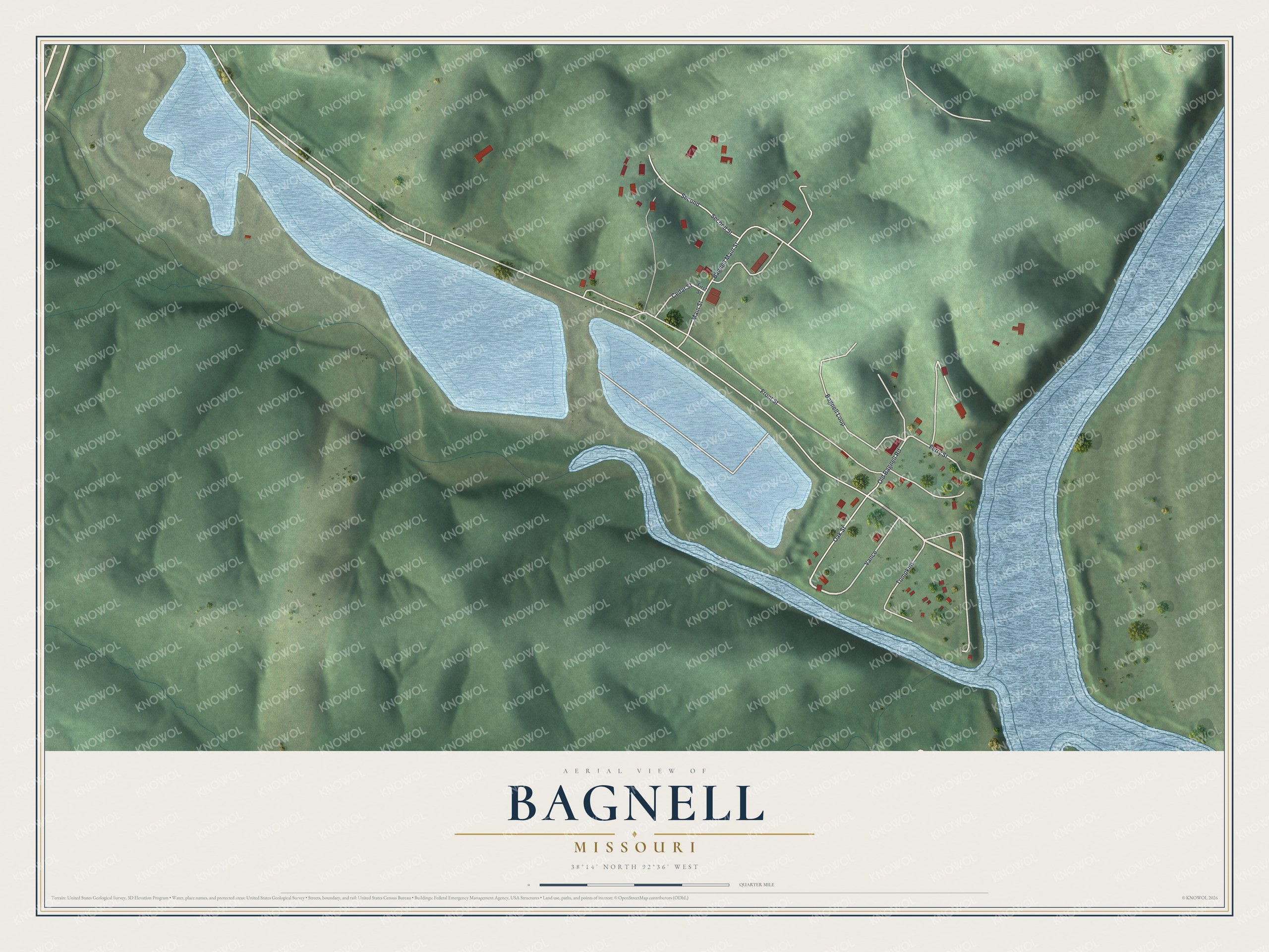 Watermarked full-map preview of Bagnell, Missouri