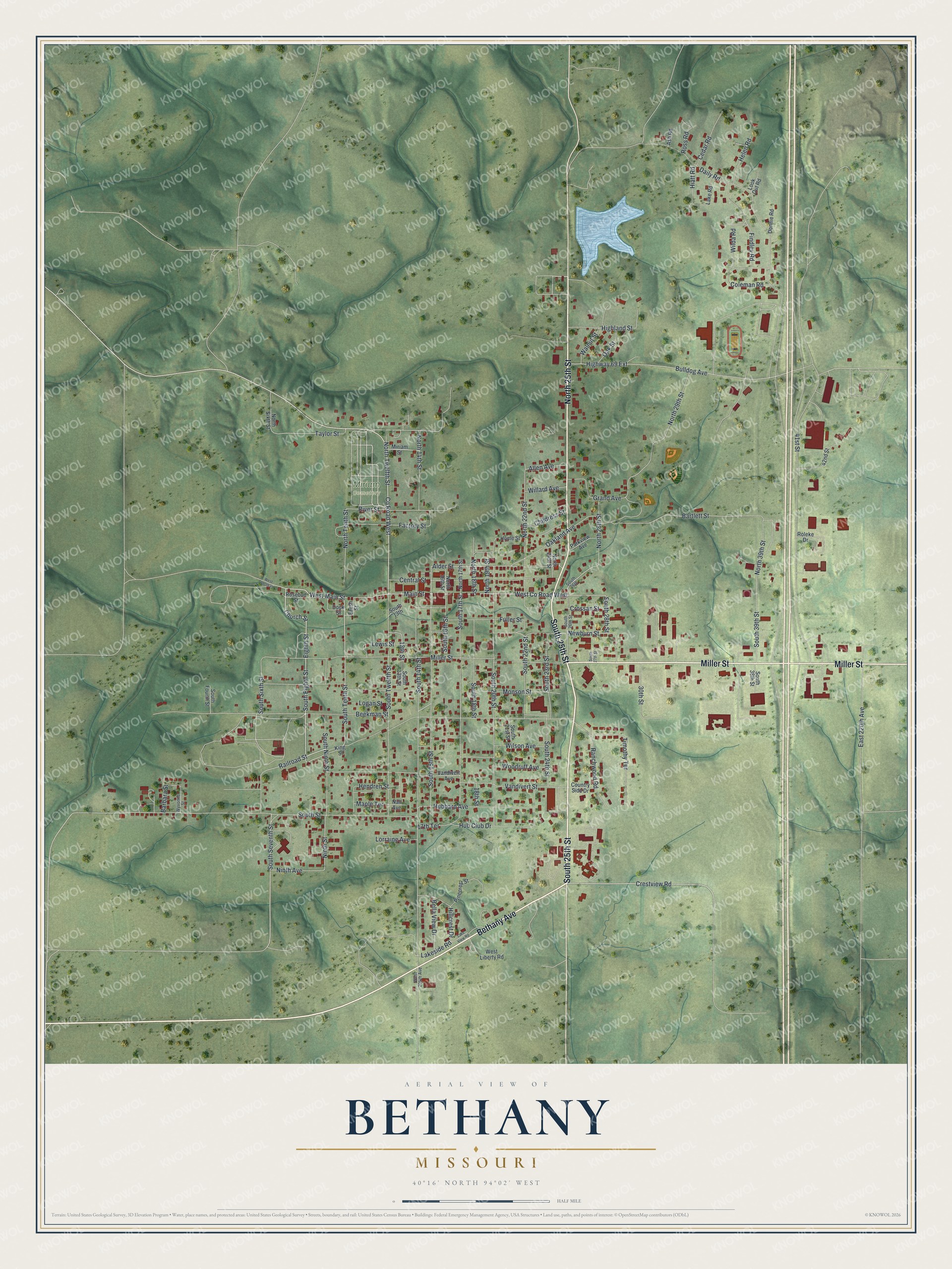 Watermarked full-map preview of Bethany, Missouri
