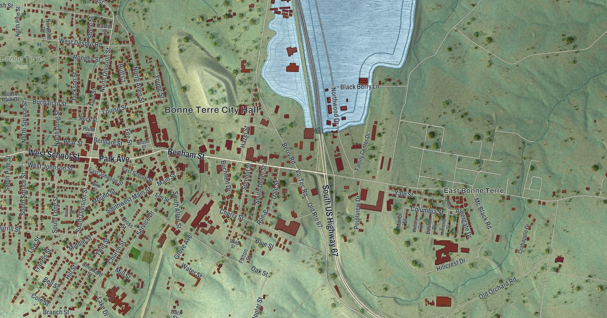 Map of Bonne Terre, Missouri in 2026