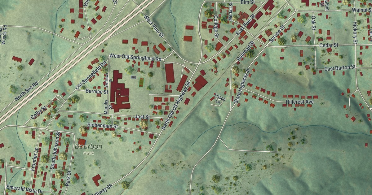 Map of Bourbon, Missouri in 2026
