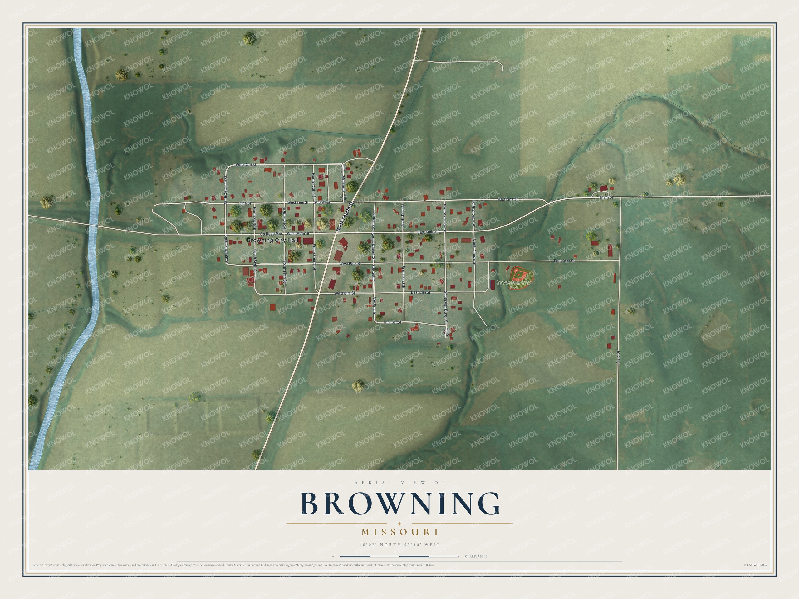 Watermarked full-map preview of Browning, Missouri