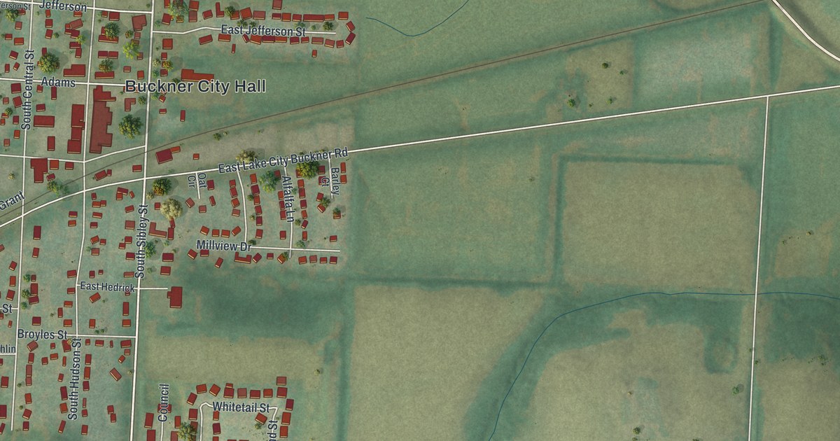 Map of Buckner, Missouri in 2026