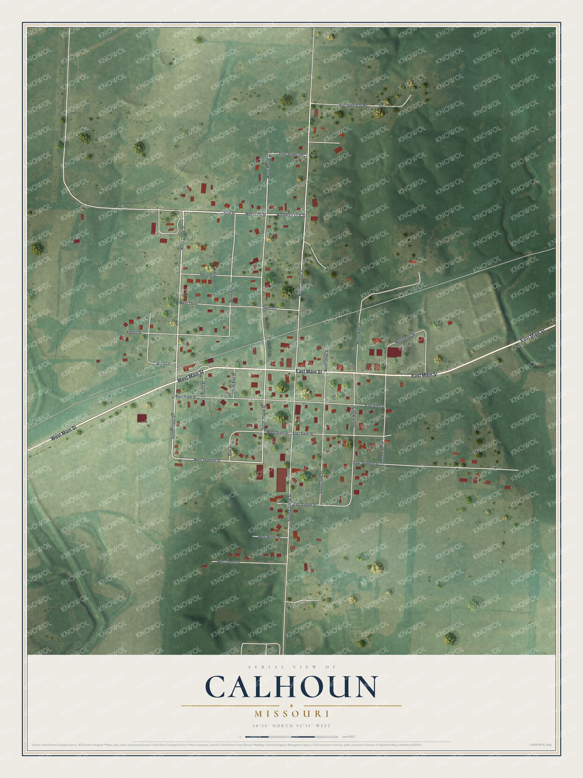 Watermarked full-map preview of Calhoun, Missouri