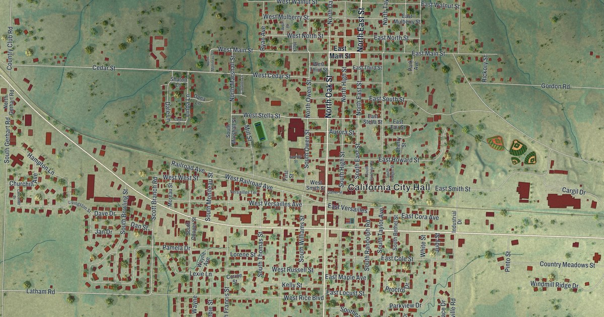 Map of California, Missouri in 2026