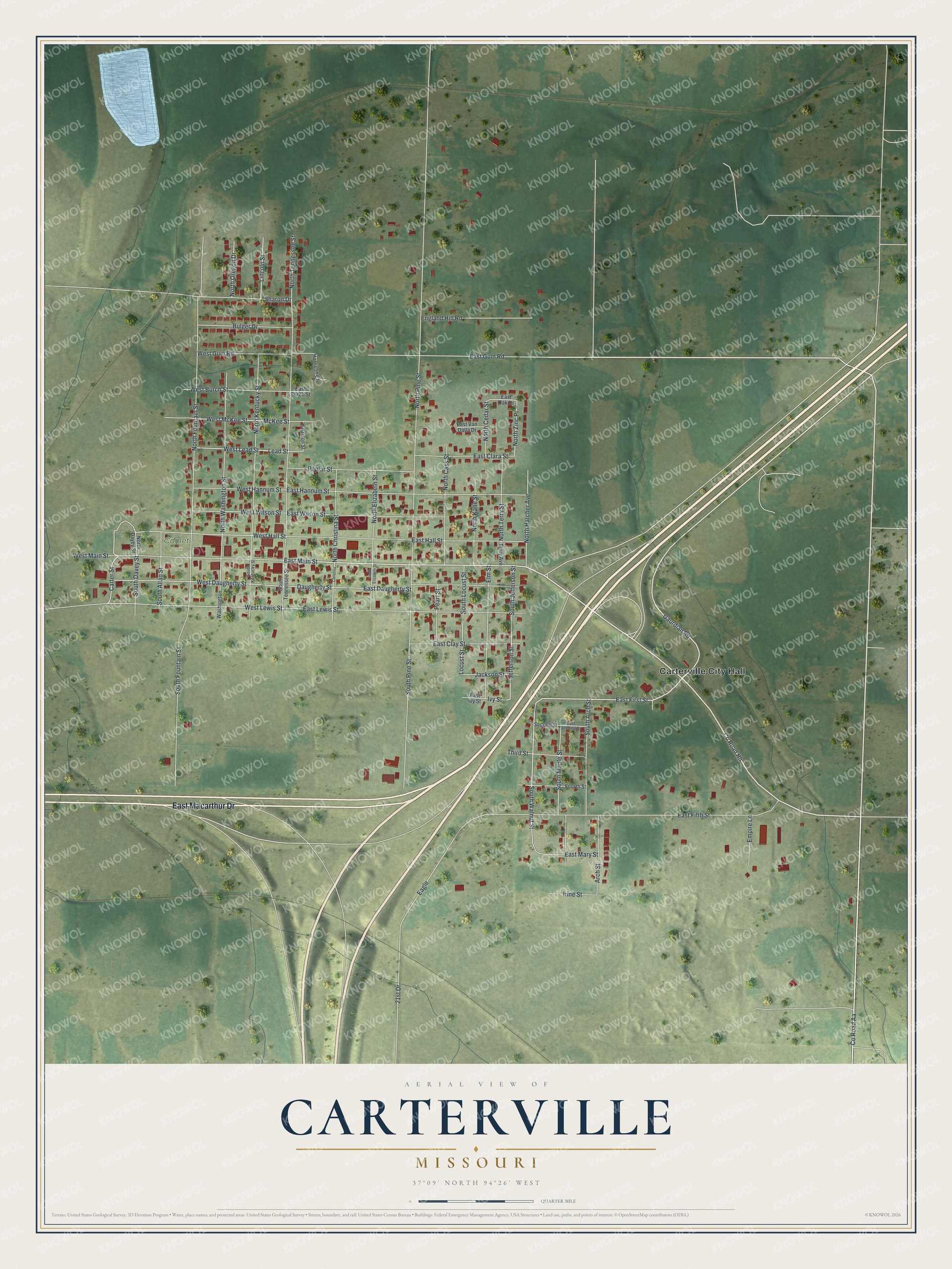 Watermarked full-map preview of Carterville, Missouri