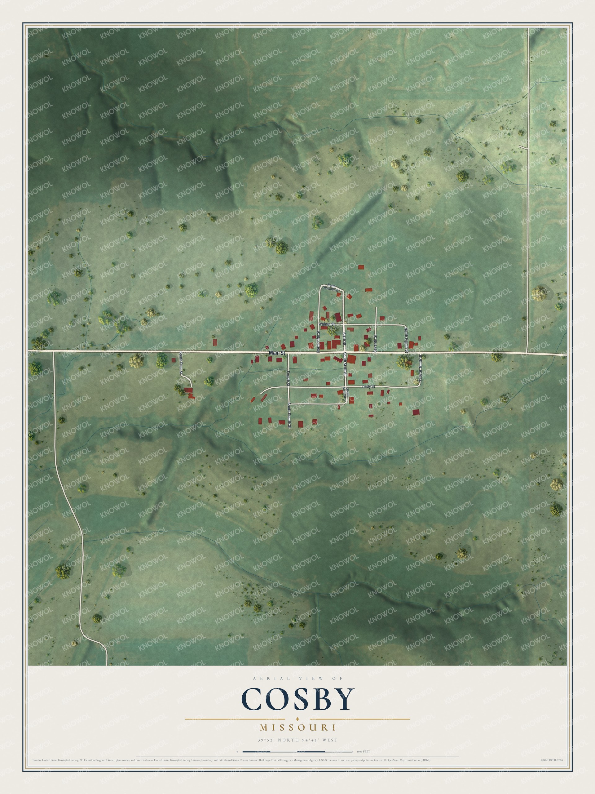 Watermarked full-map preview of Cosby, Missouri