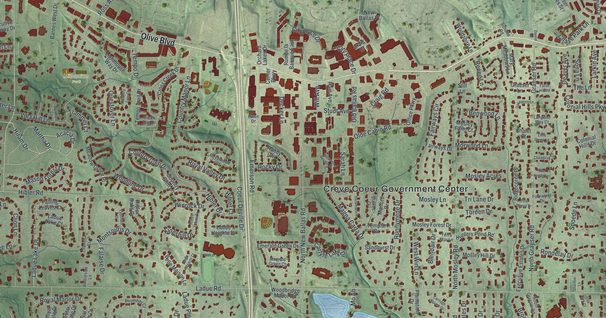 Map of Creve Coeur, Missouri in 2026