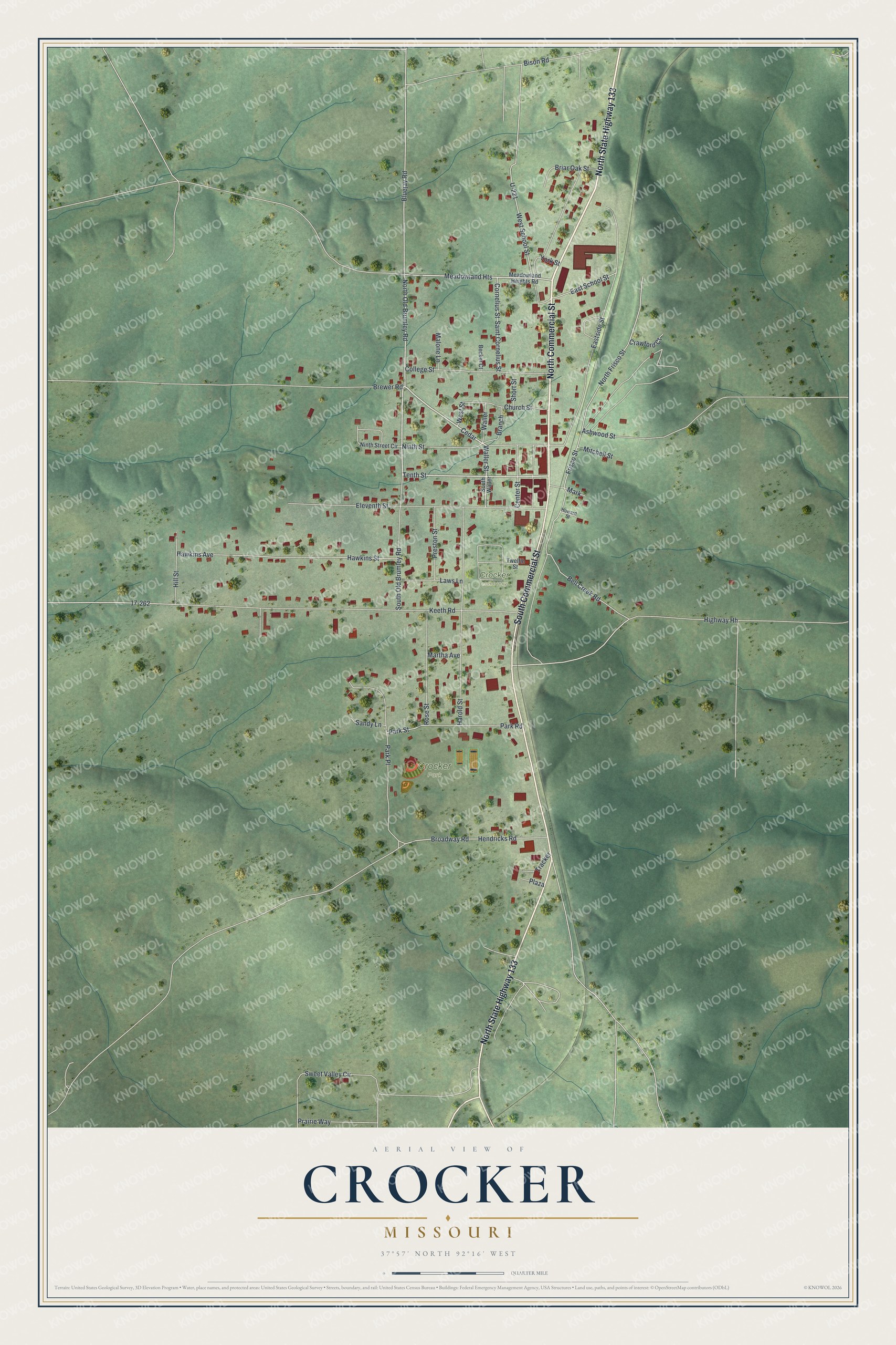 Watermarked full-map preview of Crocker, Missouri