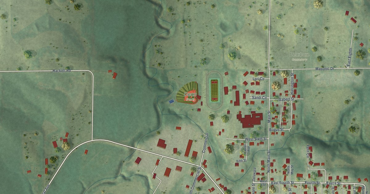 Map of Dearborn, Missouri in 2026
