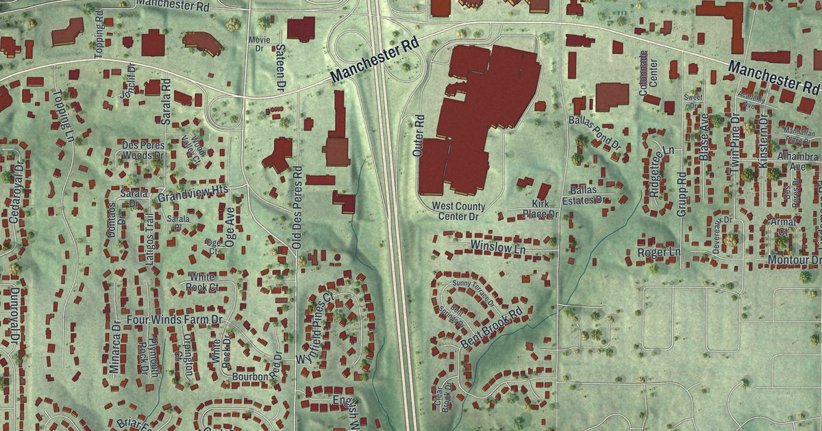 Map of Des Peres, Missouri in 2026