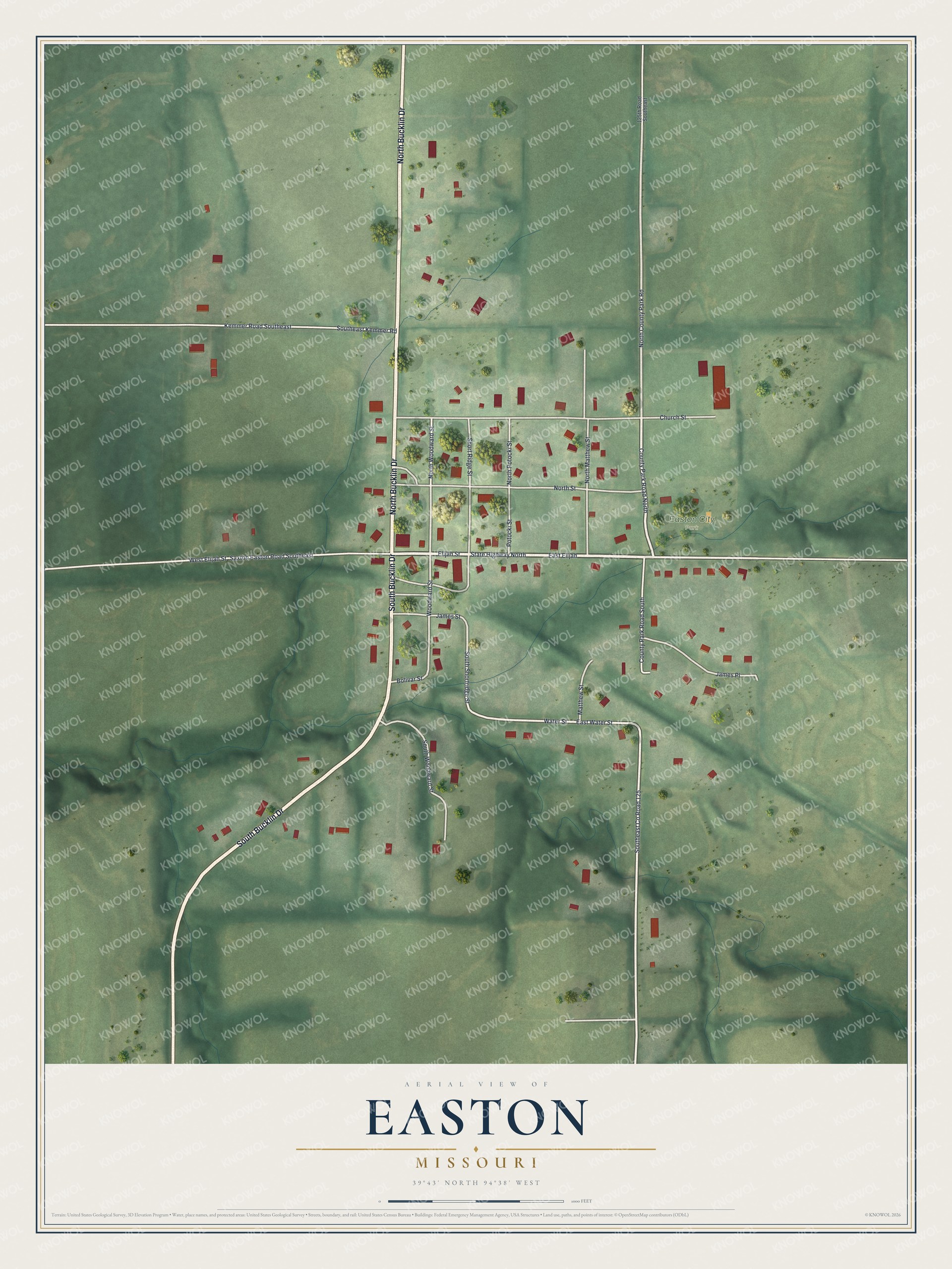 Watermarked full-map preview of Easton, Missouri