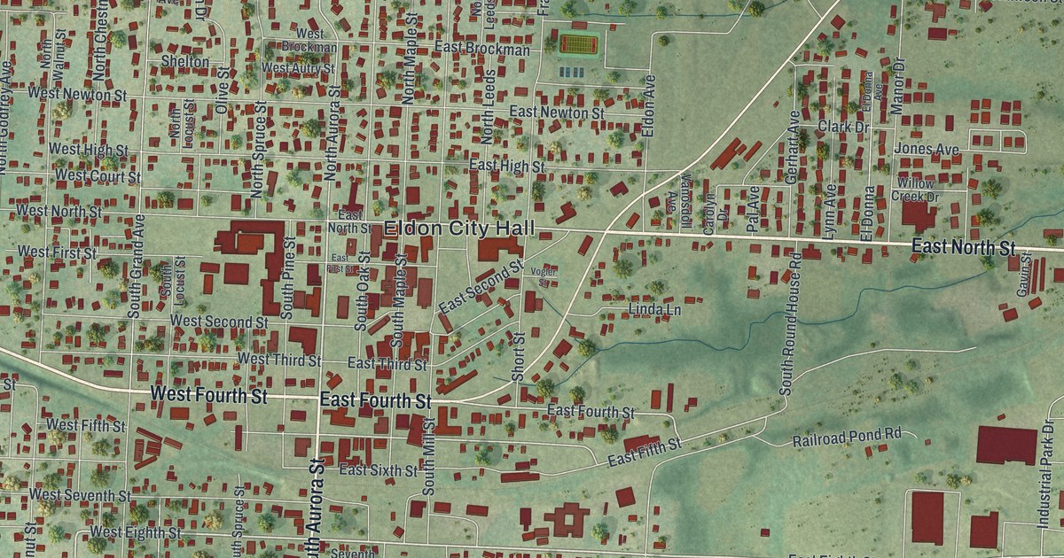 Map of Eldon, Missouri in 2026
