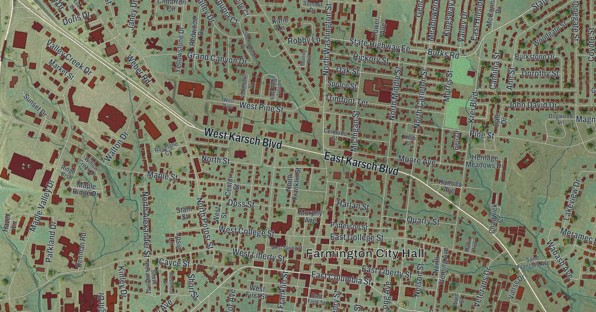 Map of Farmington, Missouri in 2026
