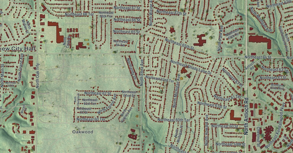 Map of Gladstone, Missouri in 2026