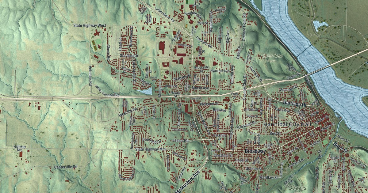 Map of Hannibal, Missouri in 2026