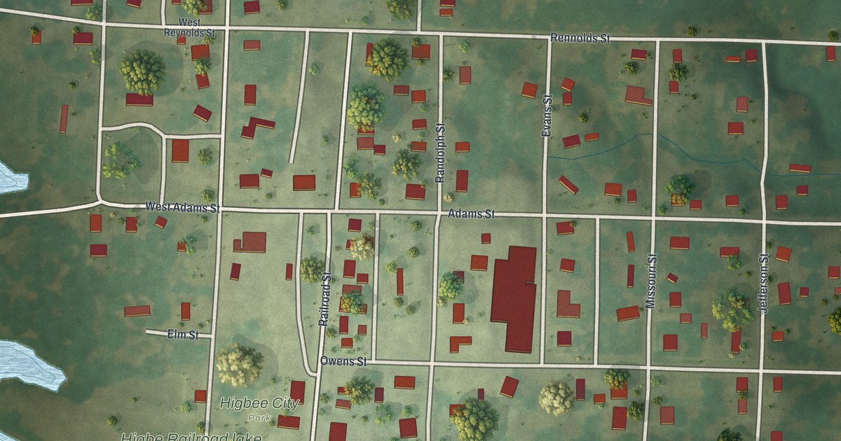 Map of Higbee, Missouri in 2026