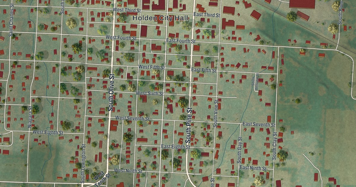Map of Holden, Missouri in 2026