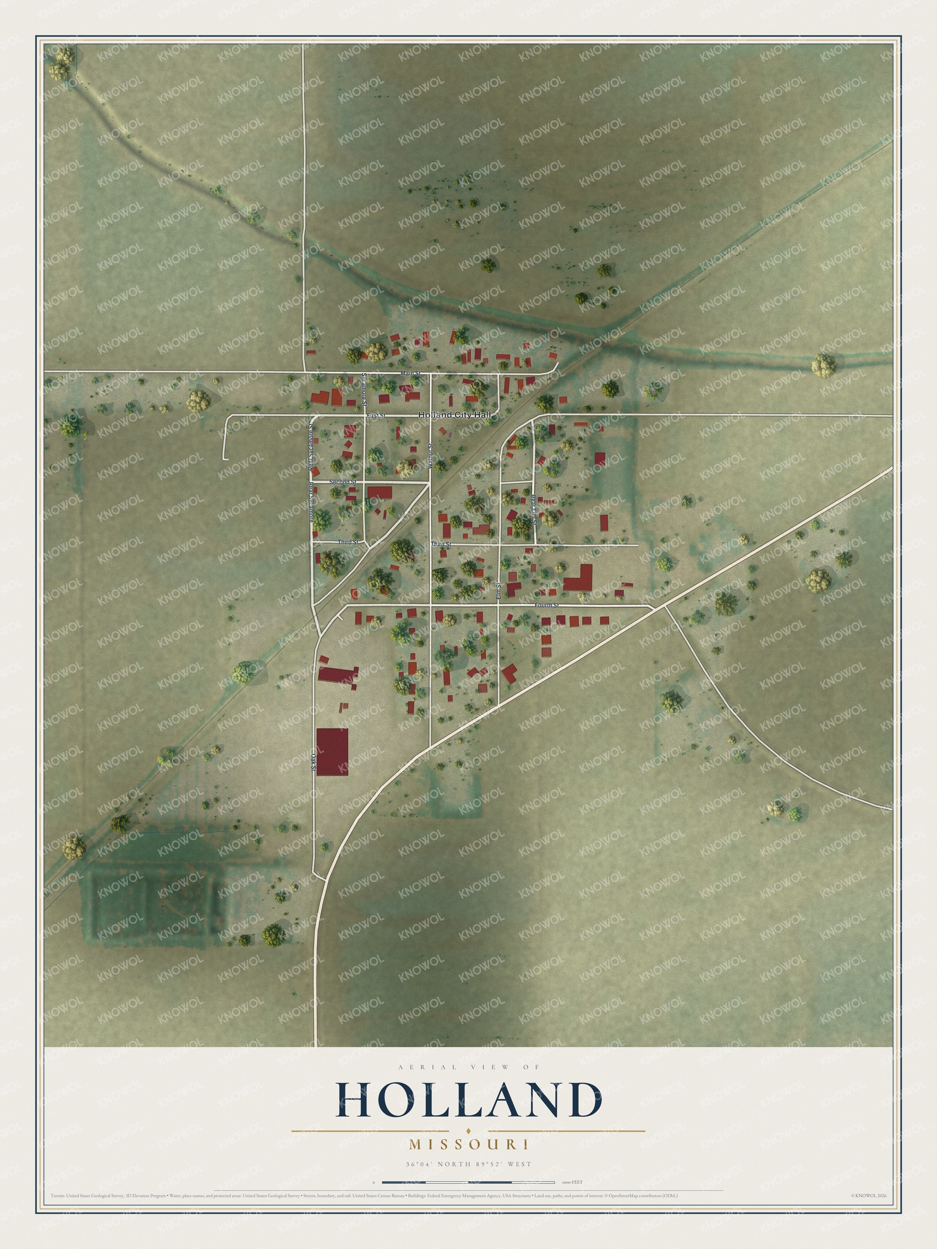 Watermarked full-map preview of Holland, Missouri