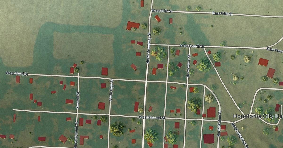 Map of Houstonia, Missouri in 2026