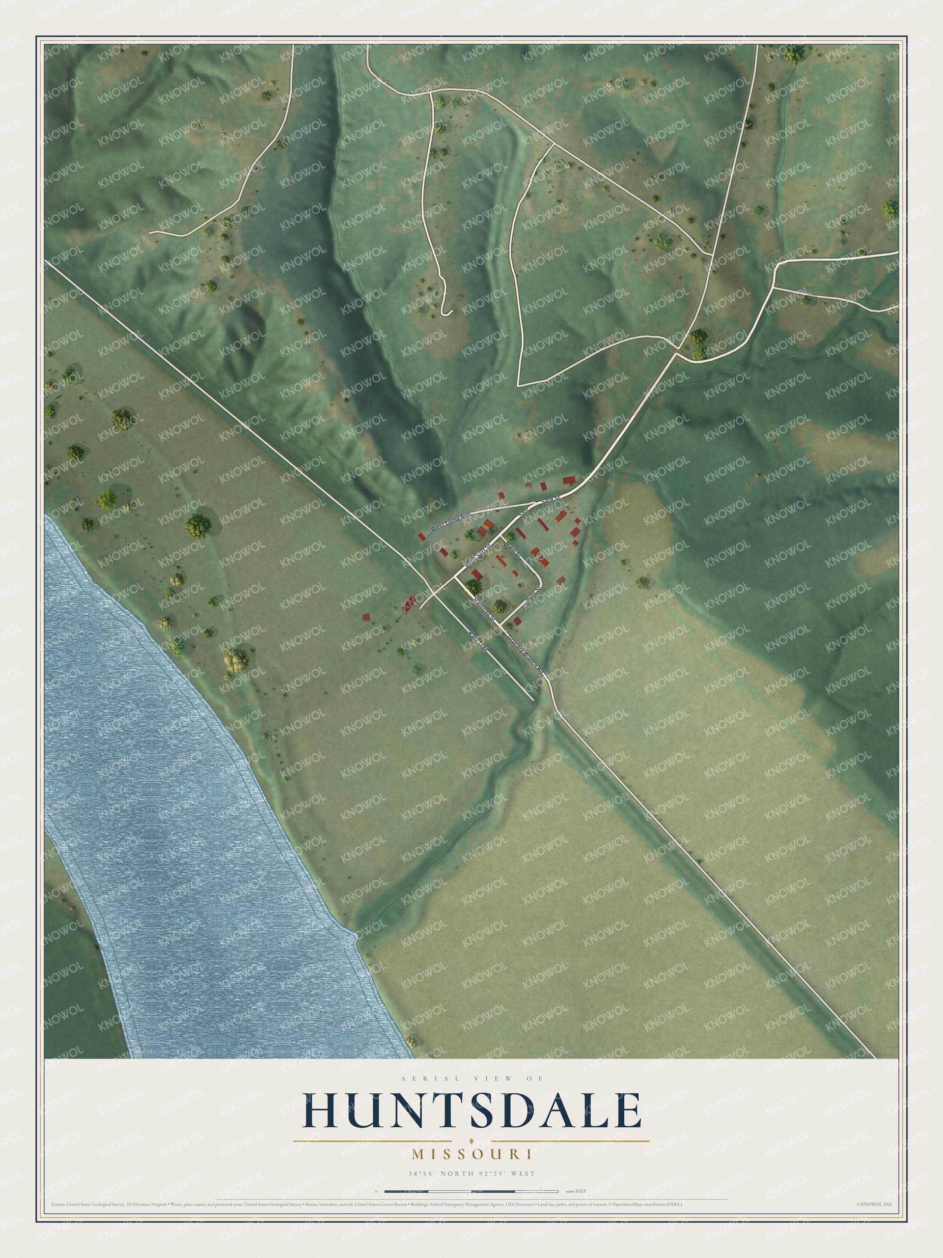 Watermarked full-map preview of Huntsdale, Missouri