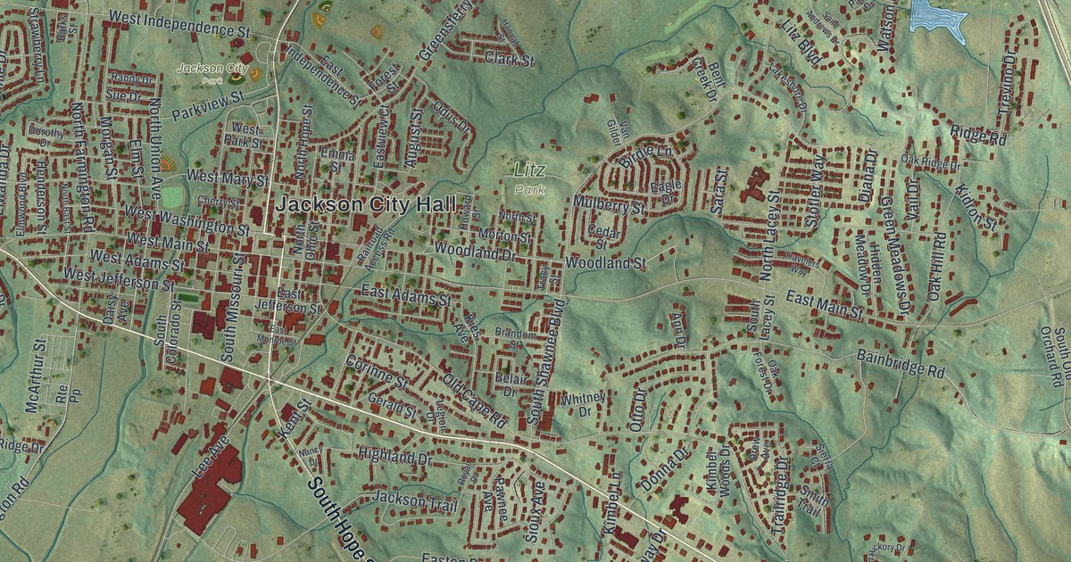 Map of Jackson, Missouri in 2026