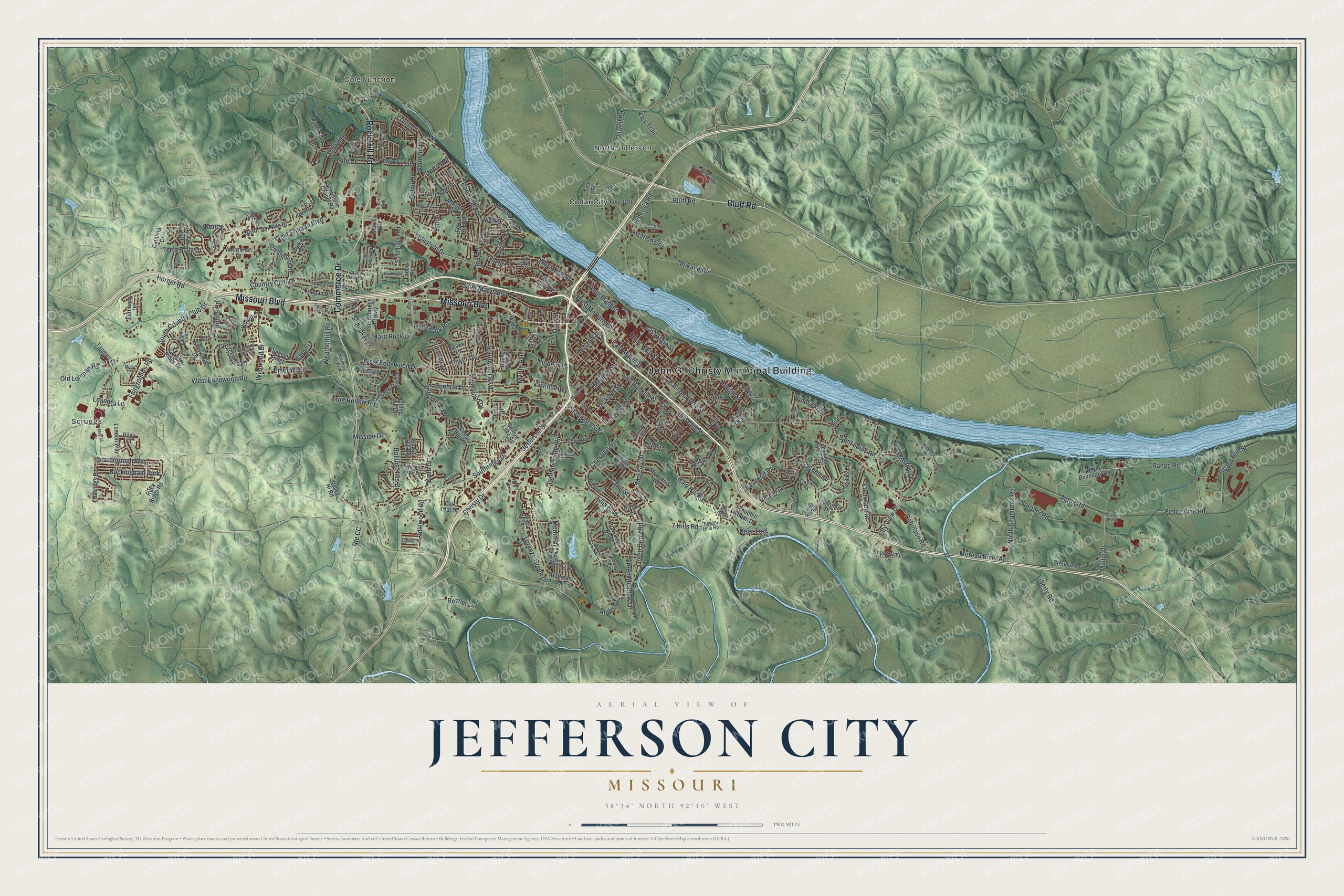 Watermarked full-map preview of Jefferson City, Missouri