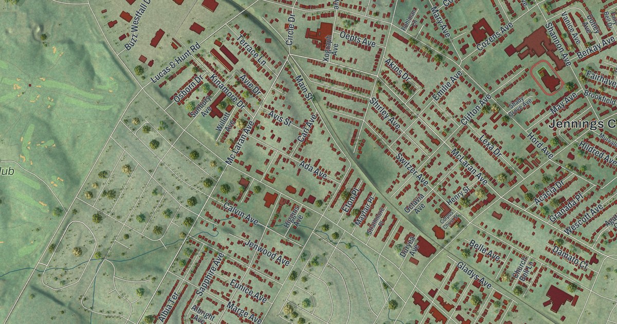 Map of Jennings, Missouri in 2026