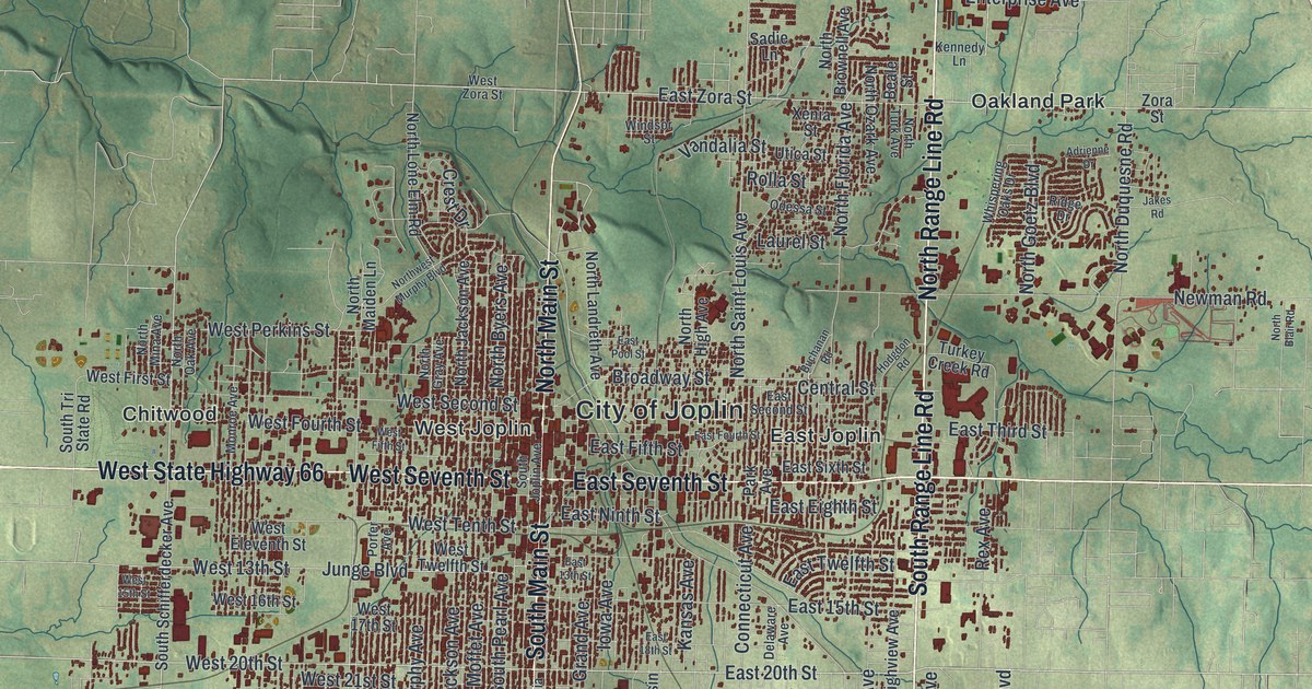 Map of Joplin, Missouri in 2026