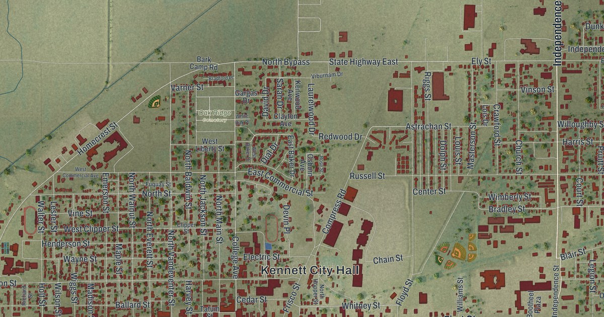 Map of Kennett, Missouri in 2026