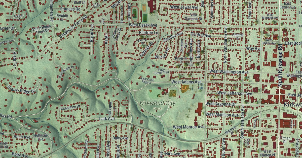 Map of Kirkwood, Missouri in 2026