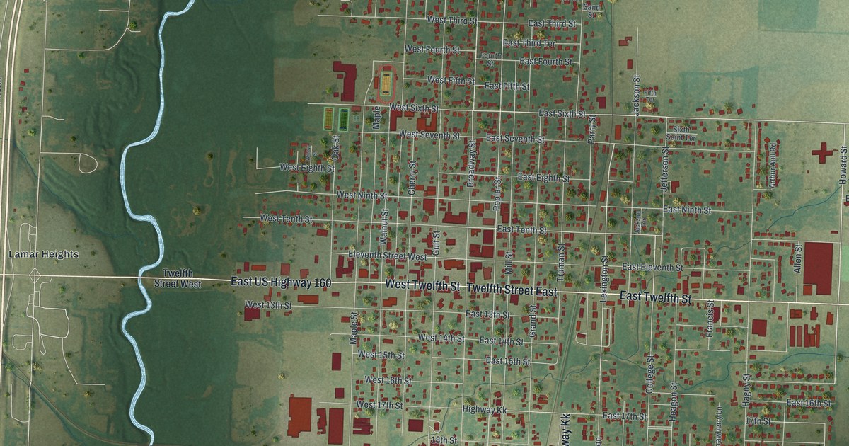 Map of Lamar, Missouri in 2026